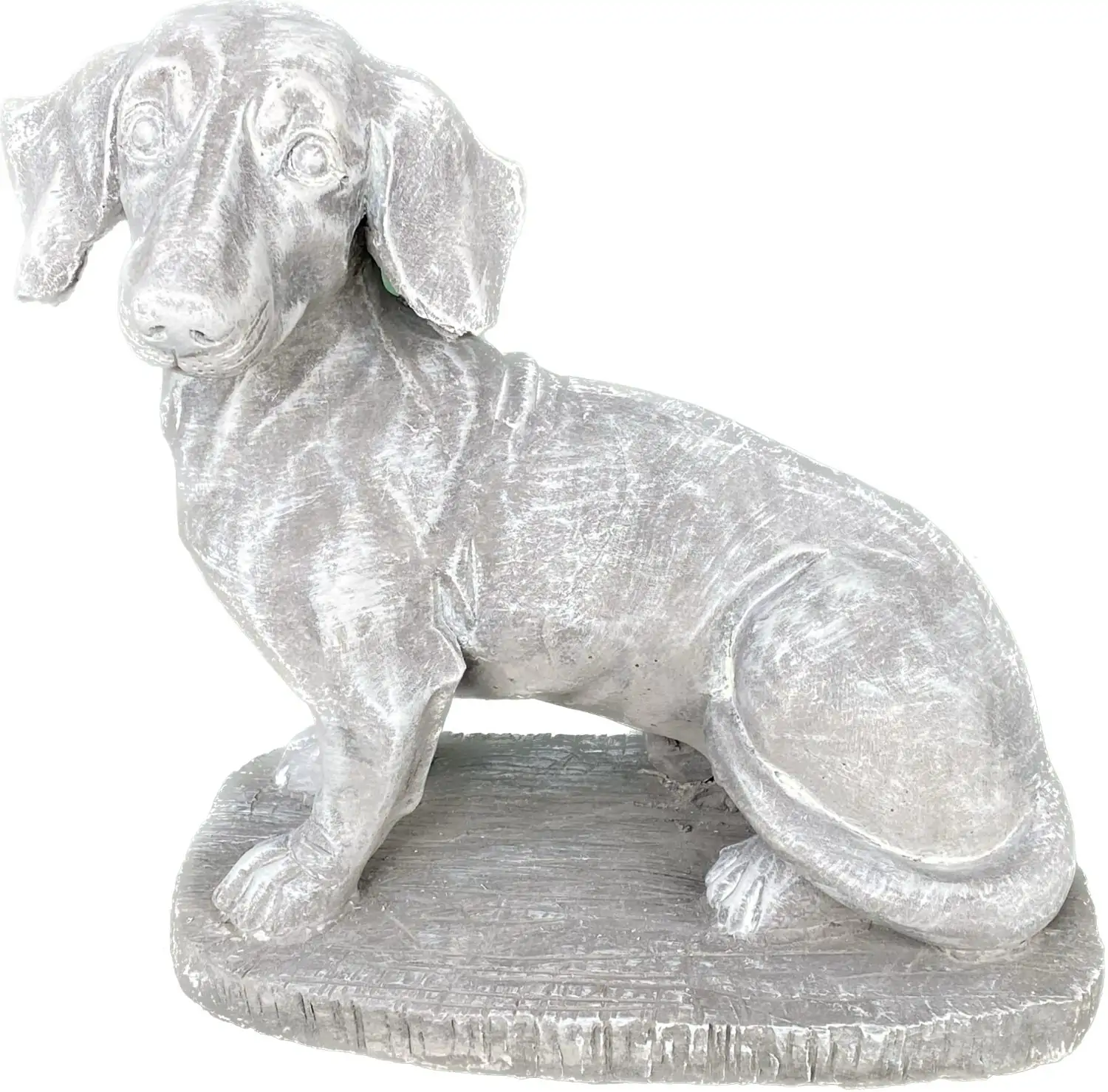 Artikelbild 12 des Artikels “Timber - Dackel sitzend auf Sockel, 35cm L | Steinguss “